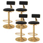 Glam Adjustable Rotatable Counter Stool Iron Kitchen Bar Stool with Velvet Cushion Black 4 Piece Set Bar Stool (28" H) Clearhalo 'Bar Furniture' 'Bar Stools' 'bar_stools' 'furn' 'furn_bar_stools' 'furniture_bar_stools' 'Kitchen & Dining Furniture' 'kitchen&dining_furn' 'kitchen' 'kitchen_furn' Furniture' 4587487