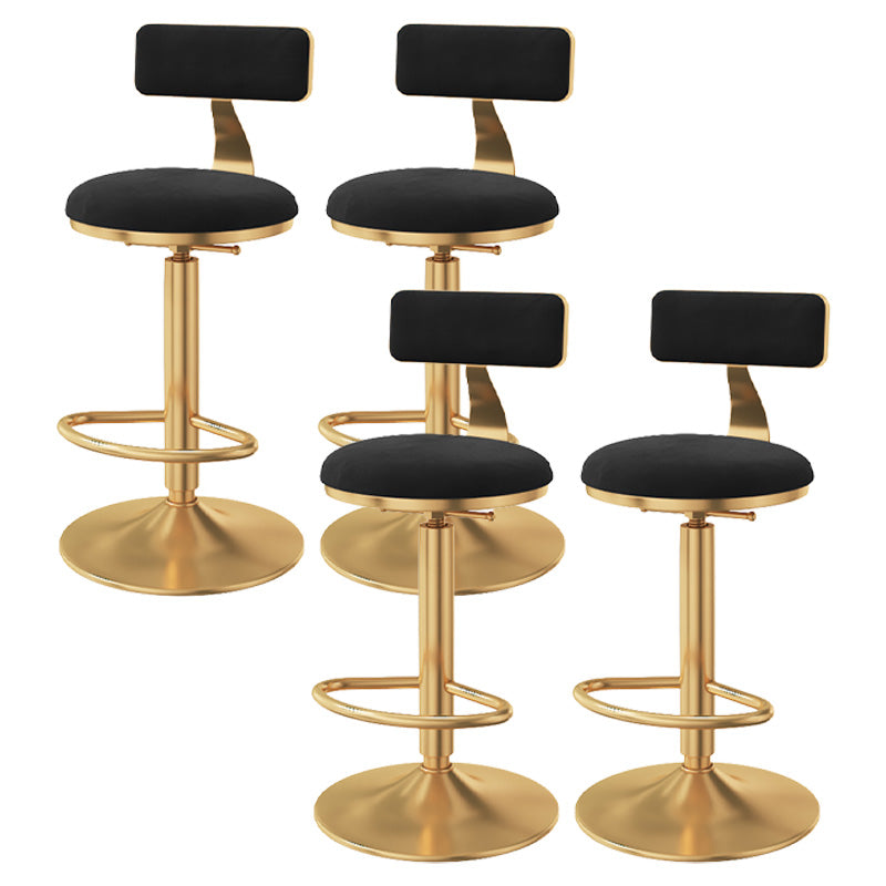 Glam Adjustable Rotatable Counter Stool Iron Kitchen Bar Stool with Velvet Cushion Black 4 Piece Set Bar Stool (28" H) Clearhalo 'Bar Furniture' 'Bar Stools' 'bar_stools' 'furn' 'furn_bar_stools' 'furniture_bar_stools' 'Kitchen & Dining Furniture' 'kitchen&dining_furn' 'kitchen' 'kitchen_furn' Furniture' 4587487
