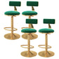 Glam Adjustable Rotatable Counter Stool Iron Kitchen Bar Stool with Velvet Cushion Green 4 Piece Set Bar Stool (28" H) Clearhalo 'Bar Furniture' 'Bar Stools' 'bar_stools' 'furn' 'furn_bar_stools' 'furniture_bar_stools' 'Kitchen & Dining Furniture' 'kitchen&dining_furn' 'kitchen' 'kitchen_furn' Furniture' 4587488