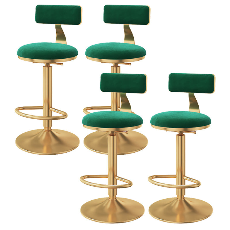 Glam Adjustable Rotatable Counter Stool Iron Kitchen Bar Stool with Velvet Cushion Green 4 Piece Set Bar Stool (28" H) Clearhalo 'Bar Furniture' 'Bar Stools' 'bar_stools' 'furn' 'furn_bar_stools' 'furniture_bar_stools' 'Kitchen & Dining Furniture' 'kitchen&dining_furn' 'kitchen' 'kitchen_furn' Furniture' 4587488