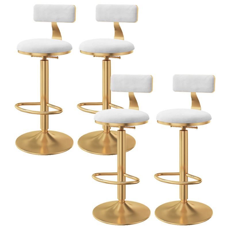 Glam Adjustable Rotatable Counter Stool Iron Kitchen Bar Stool with Velvet Cushion White 4 Piece Set Bar Stool(31"H) Clearhalo 'Bar Furniture' 'Bar Stools' 'bar_stools' 'furn' 'furn_bar_stools' 'furniture_bar_stools' 'Kitchen & Dining Furniture' 'kitchen&dining_furn' 'kitchen' 'kitchen_furn' Furniture' 4587493