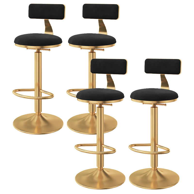 Glam Adjustable Rotatable Counter Stool Iron Kitchen Bar Stool with Velvet Cushion Black 4 Piece Set Bar Stool(31"H) Clearhalo 'Bar Furniture' 'Bar Stools' 'bar_stools' 'furn' 'furn_bar_stools' 'furniture_bar_stools' 'Kitchen & Dining Furniture' 'kitchen&dining_furn' 'kitchen' 'kitchen_furn' Furniture' 4587494