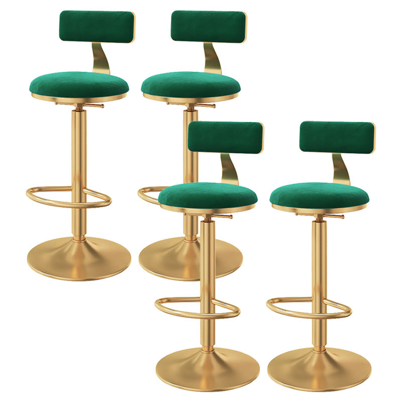 Glam Adjustable Rotatable Counter Stool Iron Kitchen Bar Stool with Velvet Cushion Green 4 Piece Set Bar Stool(31"H) Clearhalo 'Bar Furniture' 'Bar Stools' 'bar_stools' 'furn' 'furn_bar_stools' 'furniture_bar_stools' 'Kitchen & Dining Furniture' 'kitchen&dining_furn' 'kitchen' 'kitchen_furn' Furniture' 4587495