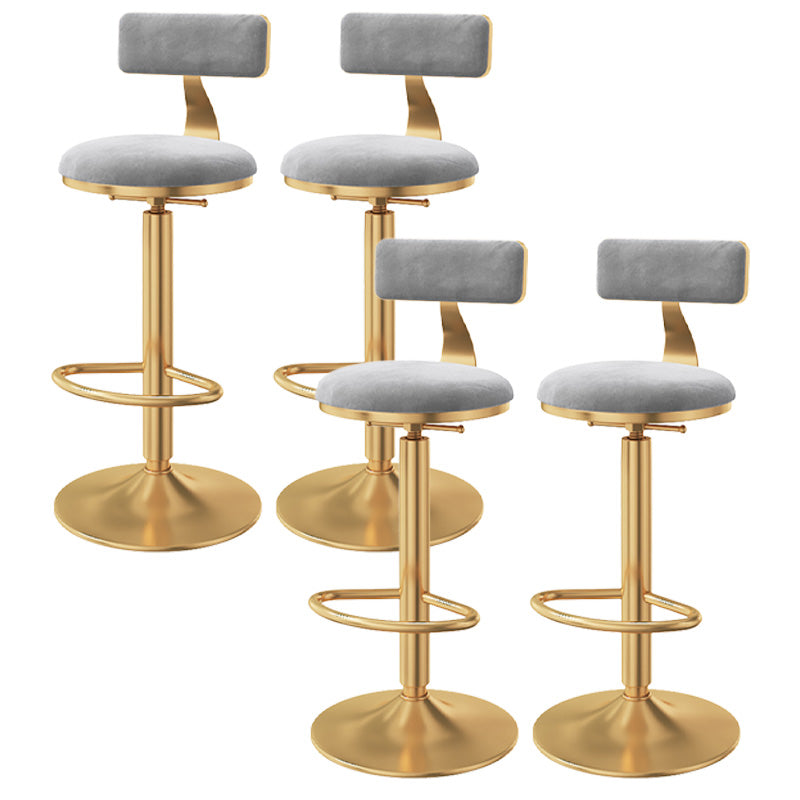 Glam Adjustable Rotatable Counter Stool Iron Kitchen Bar Stool with Velvet Cushion Gray 4 Piece Set Bar Stool(31"H) Clearhalo 'Bar Furniture' 'Bar Stools' 'bar_stools' 'furn' 'furn_bar_stools' 'furniture_bar_stools' 'Kitchen & Dining Furniture' 'kitchen&dining_furn' 'kitchen' 'kitchen_furn' Furniture' 4587498