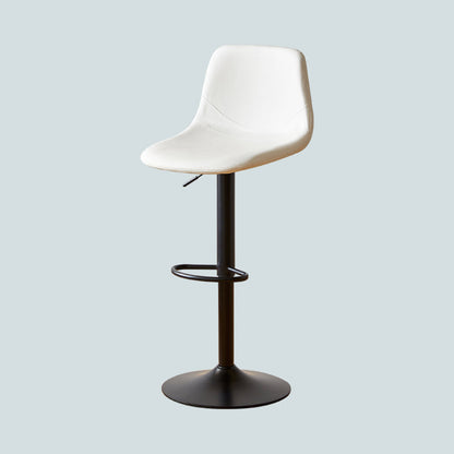 Industrial Style Bar Chair Adjustable Height Leather Seat Metal Leg for Counter Bar White 1 Piece Clearhalo 'Bar Furniture' 'Bar Stools' 'bar_stools' 'furn' 'furn_bar_stools' 'furniture_bar_stools' 'Kitchen & Dining Furniture' 'kitchen&dining_furn' 'kitchen' 'kitchen_furn' Furniture' 4587504