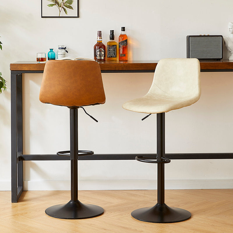 Industrial Style Bar Chair Adjustable Height Leather Seat Metal Leg for Counter Bar Clearhalo 'Bar Furniture' 'Bar Stools' 'bar_stools' 'furn' 'furn_bar_stools' 'furniture_bar_stools' 'Kitchen & Dining Furniture' 'kitchen&dining_furn' 'kitchen' 'kitchen_furn' Furniture' 4587505