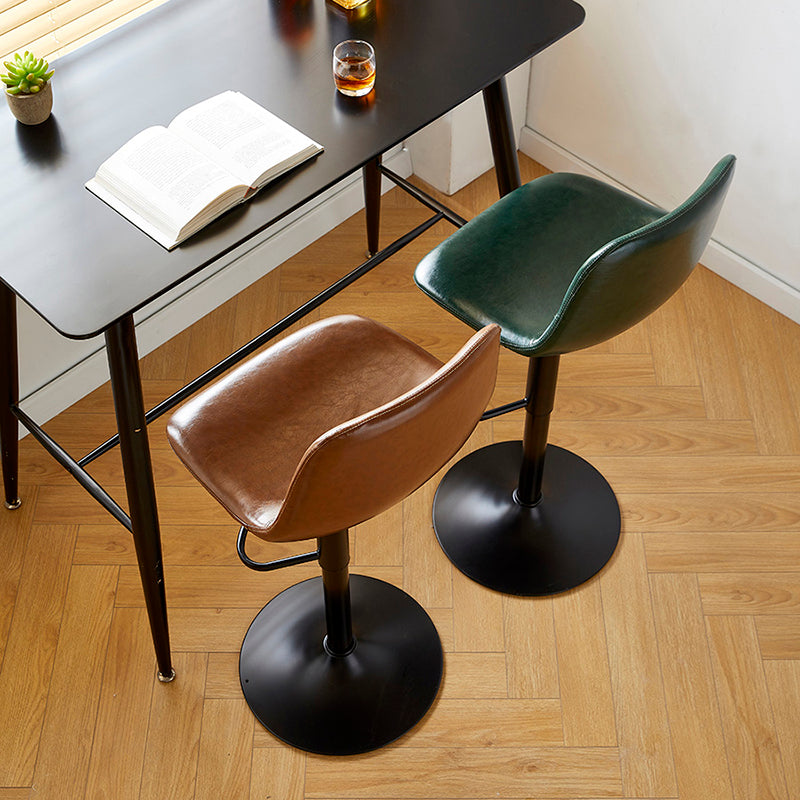 Industrial Style Bar Chair Adjustable Height Leather Seat Metal Leg for Counter Bar Clearhalo 'Bar Furniture' 'Bar Stools' 'bar_stools' 'furn' 'furn_bar_stools' 'furniture_bar_stools' 'Kitchen & Dining Furniture' 'kitchen&dining_furn' 'kitchen' 'kitchen_furn' Furniture' 4587508