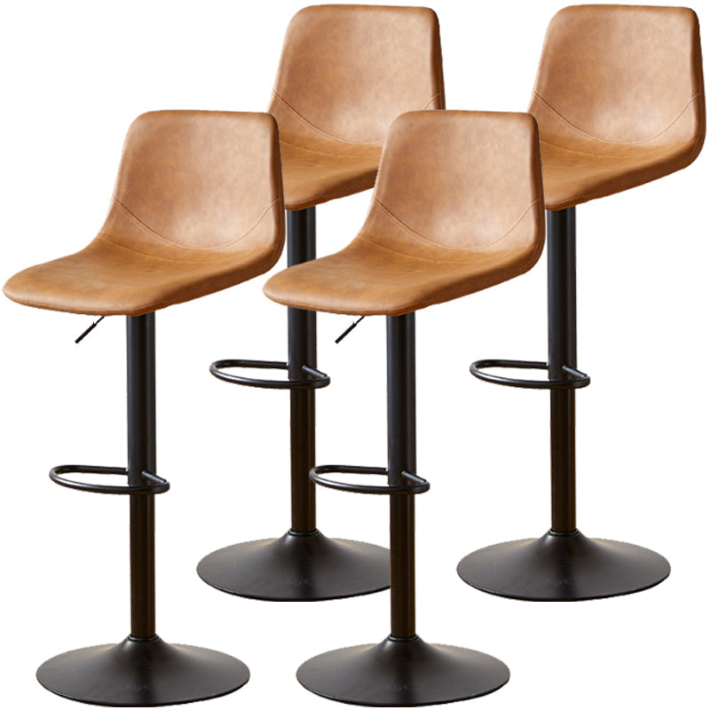 Industrial Style Bar Chair Adjustable Height Leather Seat Metal Leg for Counter Bar Brown 4 Piece Set Clearhalo 'Bar Furniture' 'Bar Stools' 'bar_stools' 'furn' 'furn_bar_stools' 'furniture_bar_stools' 'Kitchen & Dining Furniture' 'kitchen&dining_furn' 'kitchen' 'kitchen_furn' Furniture' 4587509