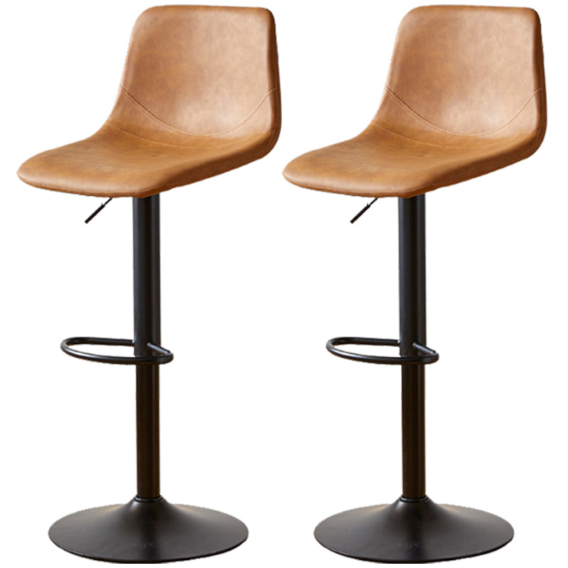 Industrial Style Bar Chair Adjustable Height Leather Seat Metal Leg for Counter Bar Brown 2 Piece Set Clearhalo 'Bar Furniture' 'Bar Stools' 'bar_stools' 'furn' 'furn_bar_stools' 'furniture_bar_stools' 'Kitchen & Dining Furniture' 'kitchen&dining_furn' 'kitchen' 'kitchen_furn' Furniture' 4587513