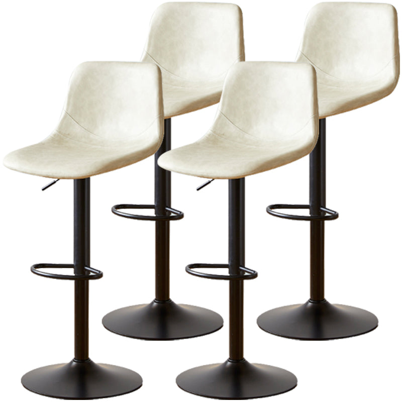 Industrial Style Bar Chair Adjustable Height Leather Seat Metal Leg for Counter Bar Off-White 4 Piece Set Clearhalo 'Bar Furniture' 'Bar Stools' 'bar_stools' 'furn' 'furn_bar_stools' 'furniture_bar_stools' 'Kitchen & Dining Furniture' 'kitchen&dining_furn' 'kitchen' 'kitchen_furn' Furniture' 4587515