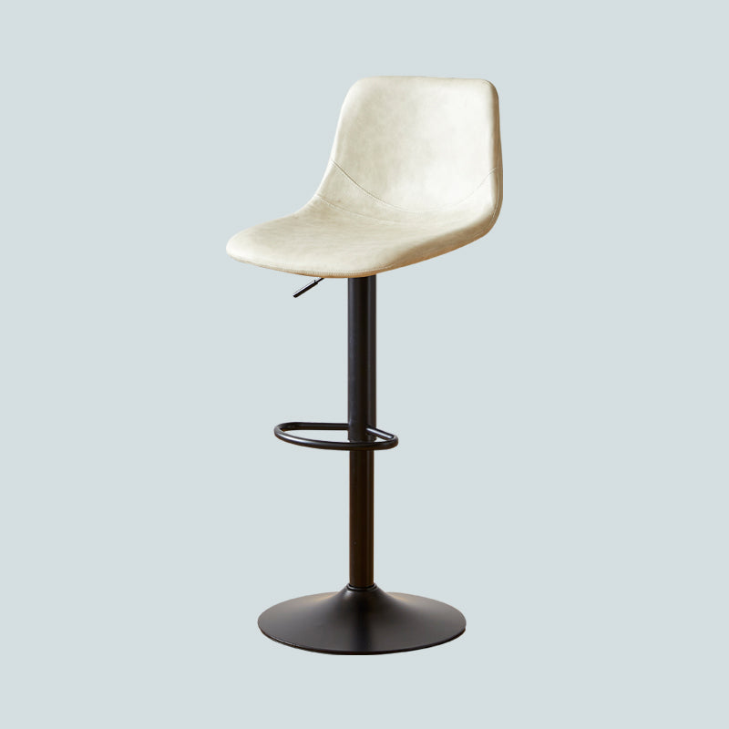 Industrial Style Bar Chair Adjustable Height Leather Seat Metal Leg for Counter Bar Off-White 1 Piece Clearhalo 'Bar Furniture' 'Bar Stools' 'bar_stools' 'furn' 'furn_bar_stools' 'furniture_bar_stools' 'Kitchen & Dining Furniture' 'kitchen&dining_furn' 'kitchen' 'kitchen_furn' Furniture' 4587517