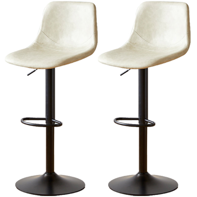 Industrial Style Bar Chair Adjustable Height Leather Seat Metal Leg for Counter Bar Off-White 2 Piece Set Clearhalo 'Bar Furniture' 'Bar Stools' 'bar_stools' 'furn' 'furn_bar_stools' 'furniture_bar_stools' 'Kitchen & Dining Furniture' 'kitchen&dining_furn' 'kitchen' 'kitchen_furn' Furniture' 4587519