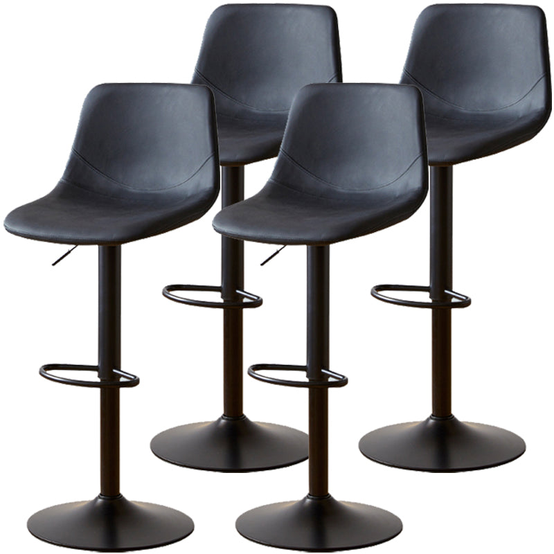 Industrial Style Bar Chair Adjustable Height Leather Seat Metal Leg for Counter Bar Black 4 Piece Set Clearhalo 'Bar Furniture' 'Bar Stools' 'bar_stools' 'furn' 'furn_bar_stools' 'furniture_bar_stools' 'Kitchen & Dining Furniture' 'kitchen&dining_furn' 'kitchen' 'kitchen_furn' Furniture' 4587521