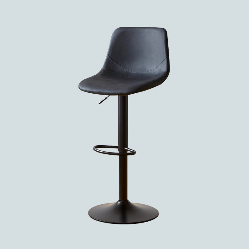 Industrial Style Bar Chair Adjustable Height Leather Seat Metal Leg for Counter Bar Black 1 Piece Clearhalo 'Bar Furniture' 'Bar Stools' 'bar_stools' 'furn' 'furn_bar_stools' 'furniture_bar_stools' 'Kitchen & Dining Furniture' 'kitchen&dining_furn' 'kitchen' 'kitchen_furn' Furniture' 4587523