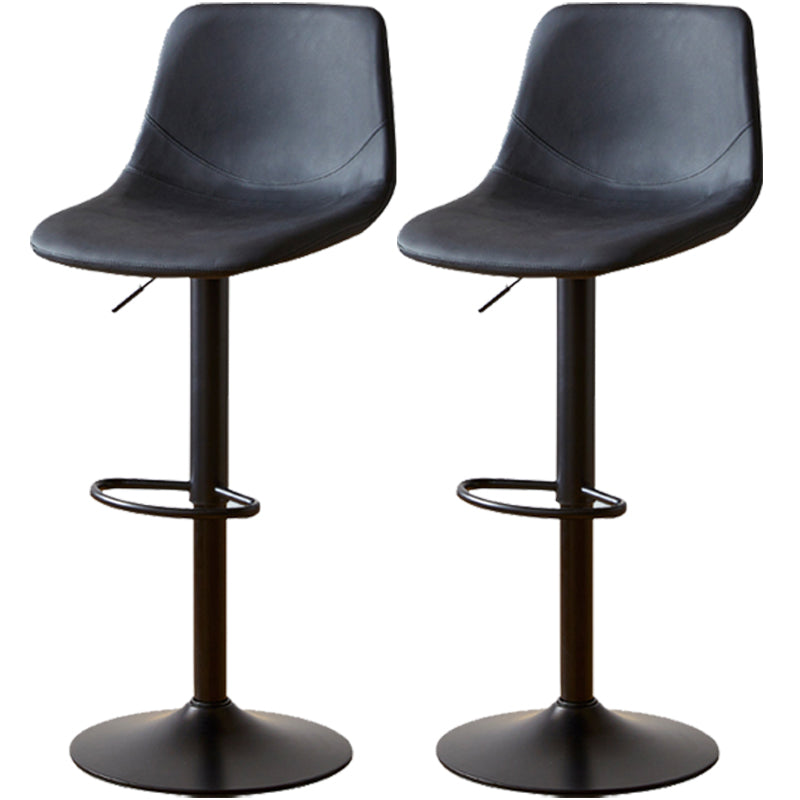 Industrial Style Bar Chair Adjustable Height Leather Seat Metal Leg for Counter Bar Black 2 Piece Set Clearhalo 'Bar Furniture' 'Bar Stools' 'bar_stools' 'furn' 'furn_bar_stools' 'furniture_bar_stools' 'Kitchen & Dining Furniture' 'kitchen&dining_furn' 'kitchen' 'kitchen_furn' Furniture' 4587525
