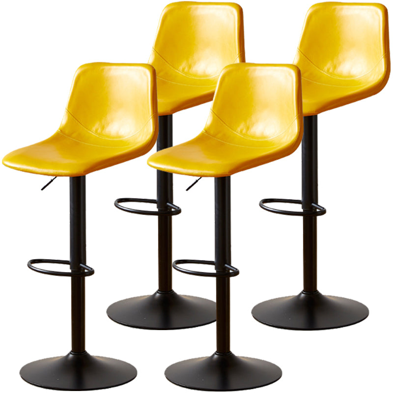 Industrial Style Bar Chair Adjustable Height Leather Seat Metal Leg for Counter Bar Yellow 4 Piece Set Clearhalo 'Bar Furniture' 'Bar Stools' 'bar_stools' 'furn' 'furn_bar_stools' 'furniture_bar_stools' 'Kitchen & Dining Furniture' 'kitchen&dining_furn' 'kitchen' 'kitchen_furn' Furniture' 4587526