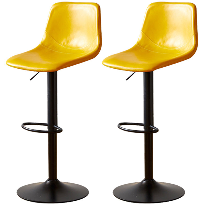 Industrial Style Bar Chair Adjustable Height Leather Seat Metal Leg for Counter Bar Yellow 2 Piece Set Clearhalo 'Bar Furniture' 'Bar Stools' 'bar_stools' 'furn' 'furn_bar_stools' 'furniture_bar_stools' 'Kitchen & Dining Furniture' 'kitchen&dining_furn' 'kitchen' 'kitchen_furn' Furniture' 4587528