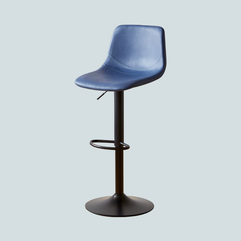 Industrial Style Bar Chair Adjustable Height Leather Seat Metal Leg for Counter Bar Royal Blue 1 Piece Clearhalo 'Bar Furniture' 'Bar Stools' 'bar_stools' 'furn' 'furn_bar_stools' 'furniture_bar_stools' 'Kitchen & Dining Furniture' 'kitchen&dining_furn' 'kitchen' 'kitchen_furn' Furniture' 4587530