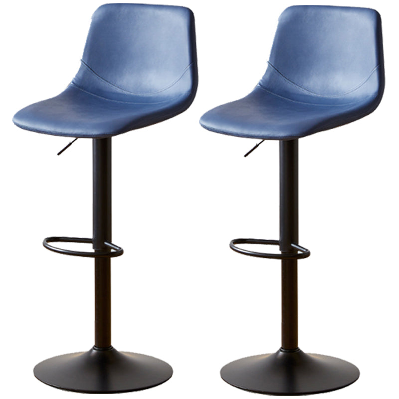 Industrial Style Bar Chair Adjustable Height Leather Seat Metal Leg for Counter Bar Royal Blue 2 Piece Set Clearhalo 'Bar Furniture' 'Bar Stools' 'bar_stools' 'furn' 'furn_bar_stools' 'furniture_bar_stools' 'Kitchen & Dining Furniture' 'kitchen&dining_furn' 'kitchen' 'kitchen_furn' Furniture' 4587531