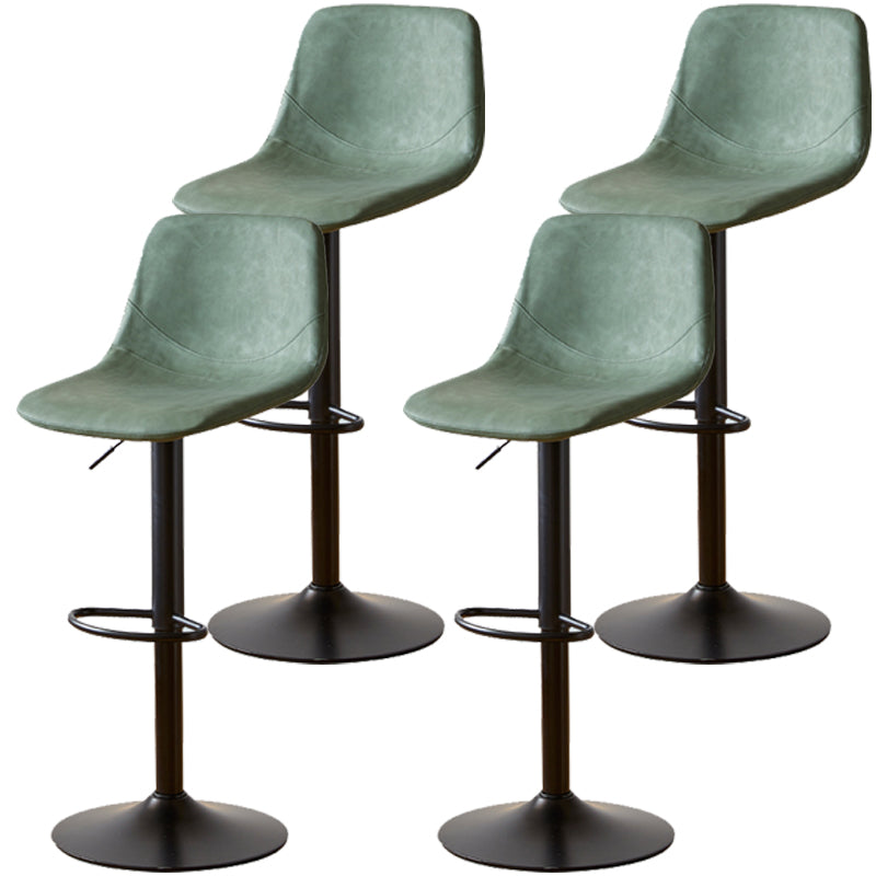 Industrial Style Bar Chair Adjustable Height Leather Seat Metal Leg for Counter Bar Green 4 Piece Set Clearhalo 'Bar Furniture' 'Bar Stools' 'bar_stools' 'furn' 'furn_bar_stools' 'furniture_bar_stools' 'Kitchen & Dining Furniture' 'kitchen&dining_furn' 'kitchen' 'kitchen_furn' Furniture' 4587532