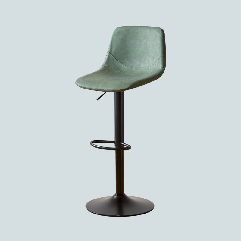 Industrial Style Bar Chair Adjustable Height Leather Seat Metal Leg for Counter Bar Green 1 Piece Clearhalo 'Bar Furniture' 'Bar Stools' 'bar_stools' 'furn' 'furn_bar_stools' 'furniture_bar_stools' 'Kitchen & Dining Furniture' 'kitchen&dining_furn' 'kitchen' 'kitchen_furn' Furniture' 4587533