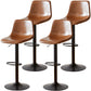 Industrial Style Bar Chair Adjustable Height Leather Seat Metal Leg for Counter Bar Light Brown 4 Piece Set Clearhalo 'Bar Furniture' 'Bar Stools' 'bar_stools' 'furn' 'furn_bar_stools' 'furniture_bar_stools' 'Kitchen & Dining Furniture' 'kitchen&dining_furn' 'kitchen' 'kitchen_furn' Furniture' 4587538