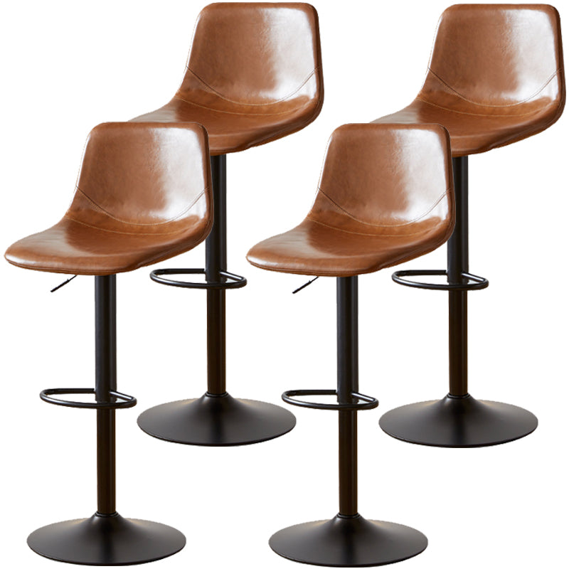 Industrial Style Bar Chair Adjustable Height Leather Seat Metal Leg for Counter Bar Light Brown 4 Piece Set Clearhalo 'Bar Furniture' 'Bar Stools' 'bar_stools' 'furn' 'furn_bar_stools' 'furniture_bar_stools' 'Kitchen & Dining Furniture' 'kitchen&dining_furn' 'kitchen' 'kitchen_furn' Furniture' 4587538