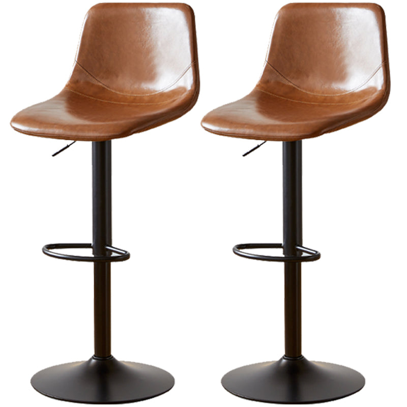 Industrial Style Bar Chair Adjustable Height Leather Seat Metal Leg for Counter Bar Light Brown 2 Piece Set Clearhalo 'Bar Furniture' 'Bar Stools' 'bar_stools' 'furn' 'furn_bar_stools' 'furniture_bar_stools' 'Kitchen & Dining Furniture' 'kitchen&dining_furn' 'kitchen' 'kitchen_furn' Furniture' 4587540