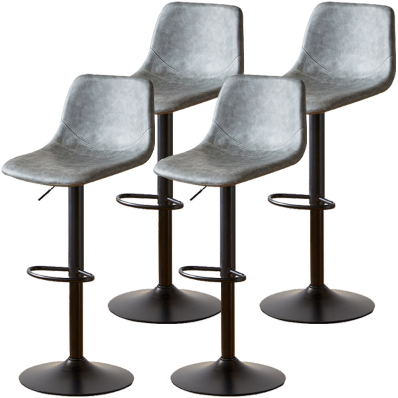 Industrial Style Bar Chair Adjustable Height Leather Seat Metal Leg for Counter Bar Grey 4 Piece Set Clearhalo 'Bar Furniture' 'Bar Stools' 'bar_stools' 'furn' 'furn_bar_stools' 'furniture_bar_stools' 'Kitchen & Dining Furniture' 'kitchen&dining_furn' 'kitchen' 'kitchen_furn' Furniture' 4587541