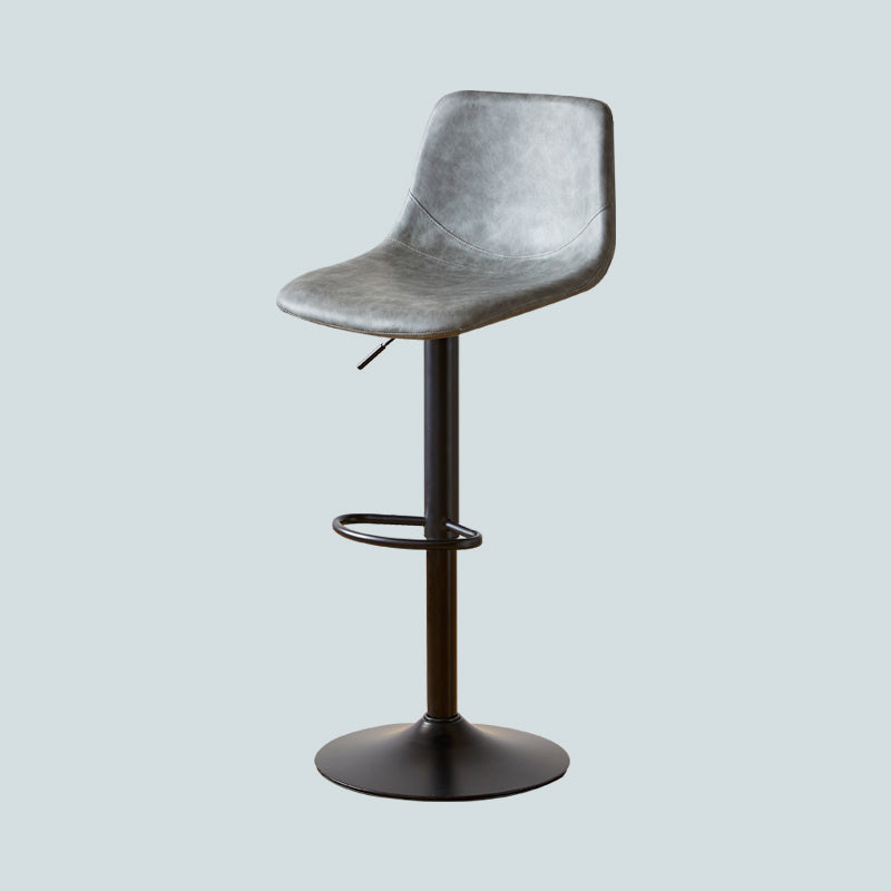 Industrial Style Bar Chair Adjustable Height Leather Seat Metal Leg for Counter Bar Grey 1 Piece Clearhalo 'Bar Furniture' 'Bar Stools' 'bar_stools' 'furn' 'furn_bar_stools' 'furniture_bar_stools' 'Kitchen & Dining Furniture' 'kitchen&dining_furn' 'kitchen' 'kitchen_furn' Furniture' 4587542