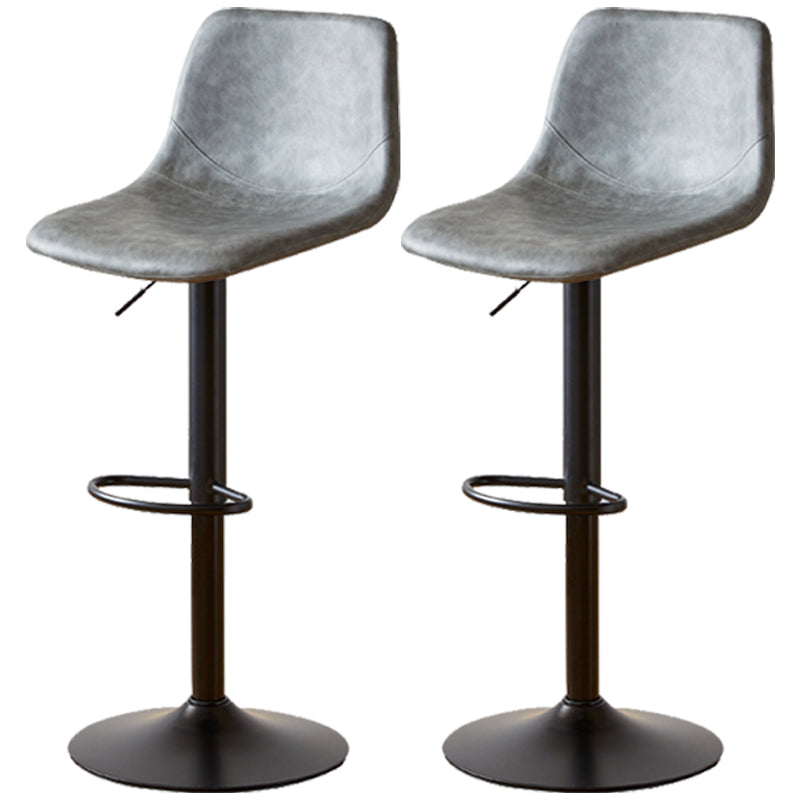 Industrial Style Bar Chair Adjustable Height Leather Seat Metal Leg for Counter Bar Grey 2 Piece Set Clearhalo 'Bar Furniture' 'Bar Stools' 'bar_stools' 'furn' 'furn_bar_stools' 'furniture_bar_stools' 'Kitchen & Dining Furniture' 'kitchen&dining_furn' 'kitchen' 'kitchen_furn' Furniture' 4587543