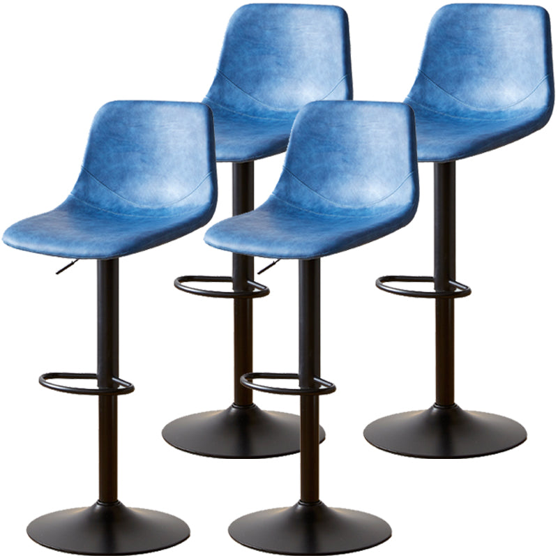Industrial Style Bar Chair Adjustable Height Leather Seat Metal Leg for Counter Bar Blue 4 Piece Set Clearhalo 'Bar Furniture' 'Bar Stools' 'bar_stools' 'furn' 'furn_bar_stools' 'furniture_bar_stools' 'Kitchen & Dining Furniture' 'kitchen&dining_furn' 'kitchen' 'kitchen_furn' Furniture' 4587544