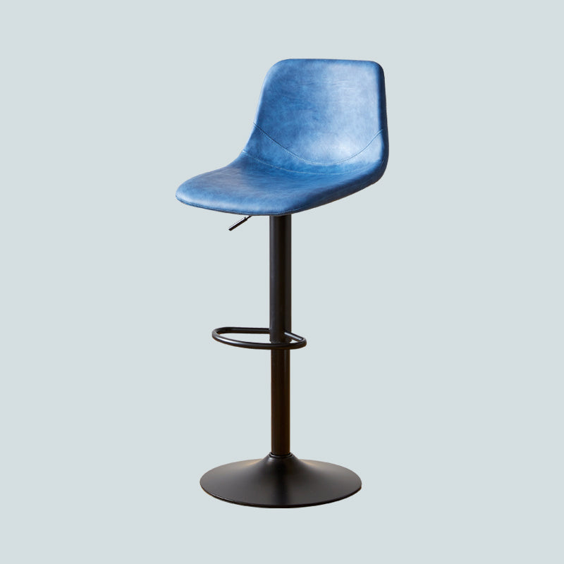 Industrial Style Bar Chair Adjustable Height Leather Seat Metal Leg for Counter Bar Blue 1 Piece Clearhalo 'Bar Furniture' 'Bar Stools' 'bar_stools' 'furn' 'furn_bar_stools' 'furniture_bar_stools' 'Kitchen & Dining Furniture' 'kitchen&dining_furn' 'kitchen' 'kitchen_furn' Furniture' 4587545