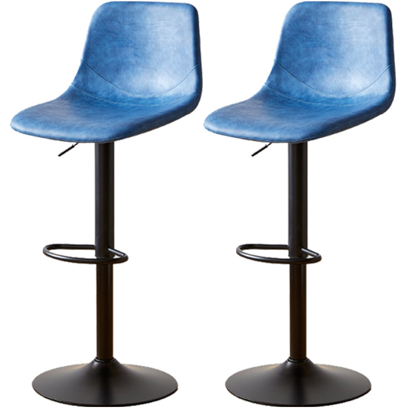 Industrial Style Bar Chair Adjustable Height Leather Seat Metal Leg for Counter Bar Blue 2 Piece Set Clearhalo 'Bar Furniture' 'Bar Stools' 'bar_stools' 'furn' 'furn_bar_stools' 'furniture_bar_stools' 'Kitchen & Dining Furniture' 'kitchen&dining_furn' 'kitchen' 'kitchen_furn' Furniture' 4587546