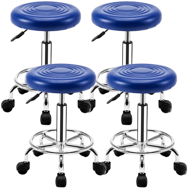 Modern Adjustable Rotatable Counter Stool Steel Mobile Phone Store Bar Stool with Cushion Royal Blue 4 Piece Set Clearhalo 'Bar Furniture' 'Bar Stools' 'bar_stools' 'furn' 'furn_bar_stools' 'furniture_bar_stools' 'Kitchen & Dining Furniture' 'kitchen&dining_furn' 'kitchen' 'kitchen_furn' Furniture' 4587564
