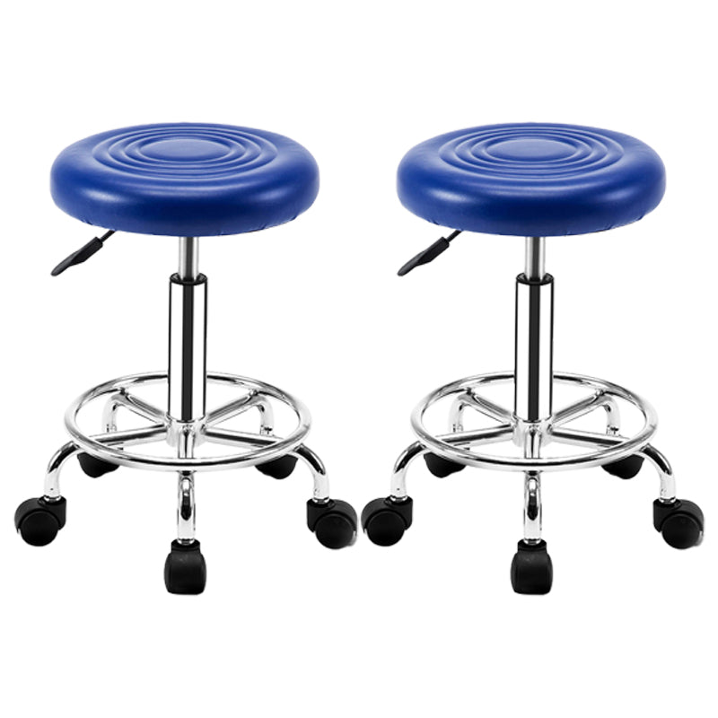 Modern Adjustable Rotatable Counter Stool Steel Mobile Phone Store Bar Stool with Cushion Royal Blue 2 Piece Set Clearhalo 'Bar Furniture' 'Bar Stools' 'bar_stools' 'furn' 'furn_bar_stools' 'furniture_bar_stools' 'Kitchen & Dining Furniture' 'kitchen&dining_furn' 'kitchen' 'kitchen_furn' Furniture' 4587567