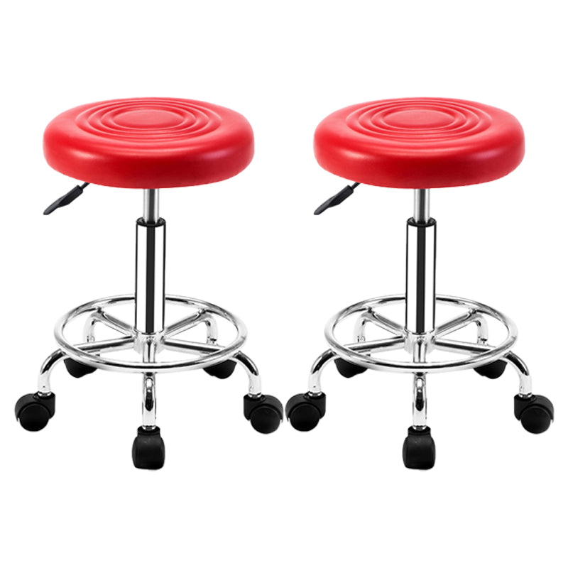 Modern Adjustable Rotatable Counter Stool Steel Mobile Phone Store Bar Stool with Cushion Red 2 Piece Set Clearhalo 'Bar Furniture' 'Bar Stools' 'bar_stools' 'furn' 'furn_bar_stools' 'furniture_bar_stools' 'Kitchen & Dining Furniture' 'kitchen&dining_furn' 'kitchen' 'kitchen_furn' Furniture' 4587573