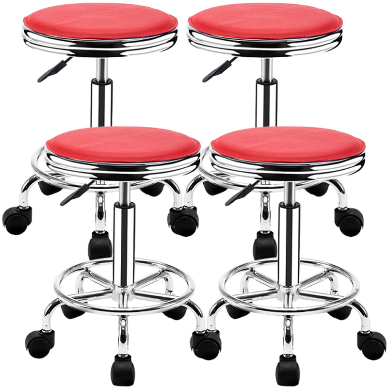 Modern Adjustable Rotatable Counter Stool Steel Mobile Phone Store Bar Stool with Cushion Rose Red 4 Piece Set Clearhalo 'Bar Furniture' 'Bar Stools' 'bar_stools' 'furn' 'furn_bar_stools' 'furniture_bar_stools' 'Kitchen & Dining Furniture' 'kitchen&dining_furn' 'kitchen' 'kitchen_furn' Furniture' 4587577