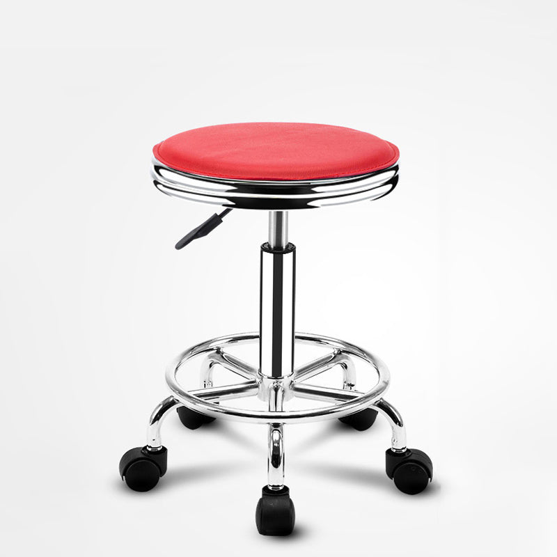 Modern Adjustable Rotatable Counter Stool Steel Mobile Phone Store Bar Stool with Cushion Rose Red 1 Piece Clearhalo 'Bar Furniture' 'Bar Stools' 'bar_stools' 'furn' 'furn_bar_stools' 'furniture_bar_stools' 'Kitchen & Dining Furniture' 'kitchen&dining_furn' 'kitchen' 'kitchen_furn' Furniture' 4587578