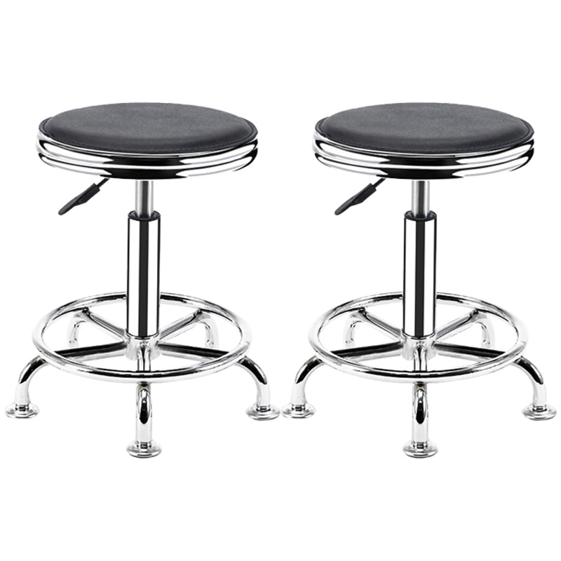 Modern Adjustable Rotatable Counter Stool Steel Mobile Phone Store Bar Stool with Cushion Textured Black 2 Piece Set Clearhalo 'Bar Furniture' 'Bar Stools' 'bar_stools' 'furn' 'furn_bar_stools' 'furniture_bar_stools' 'Kitchen & Dining Furniture' 'kitchen&dining_furn' 'kitchen' 'kitchen_furn' Furniture' 4587594