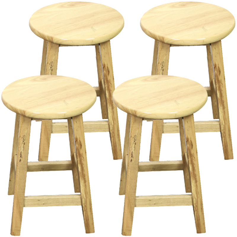 Modern Armless Backless Counter Stool Wood Dessert Shop Bar Stool with Wooden Seat 4 Piece Set Short Stool(18"H) Clearhalo 'Bar Furniture' 'Bar Stools' 'bar_stools' 'furn' 'furn_bar_stools' 'furniture_bar_stools' 'Kitchen & Dining Furniture' 'kitchen&dining_furn' 'kitchen' 'kitchen_furn' Furniture' 4587664