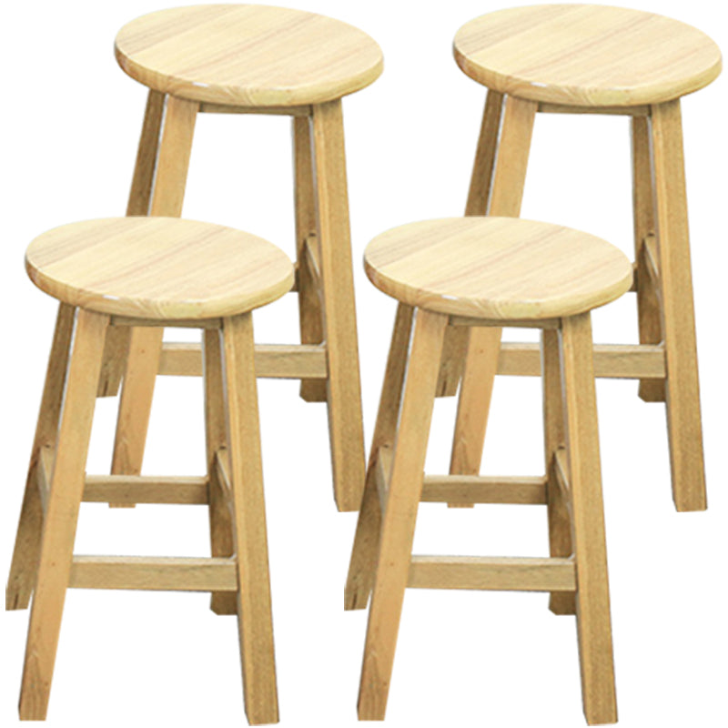 Modern Armless Backless Counter Stool Wood Dessert Shop Bar Stool with Wooden Seat 4 Piece Set Short Stool(20"H) Clearhalo 'Bar Furniture' 'Bar Stools' 'bar_stools' 'furn' 'furn_bar_stools' 'furniture_bar_stools' 'Kitchen & Dining Furniture' 'kitchen&dining_furn' 'kitchen' 'kitchen_furn' Furniture' 4587669