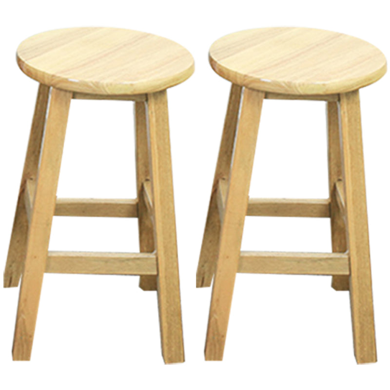 Modern Armless Backless Counter Stool Wood Dessert Shop Bar Stool with Wooden Seat 2 Piece Set Short Stool(20"H) Clearhalo 'Bar Furniture' 'Bar Stools' 'bar_stools' 'furn' 'furn_bar_stools' 'furniture_bar_stools' 'Kitchen & Dining Furniture' 'kitchen&dining_furn' 'kitchen' 'kitchen_furn' Furniture' 4587674