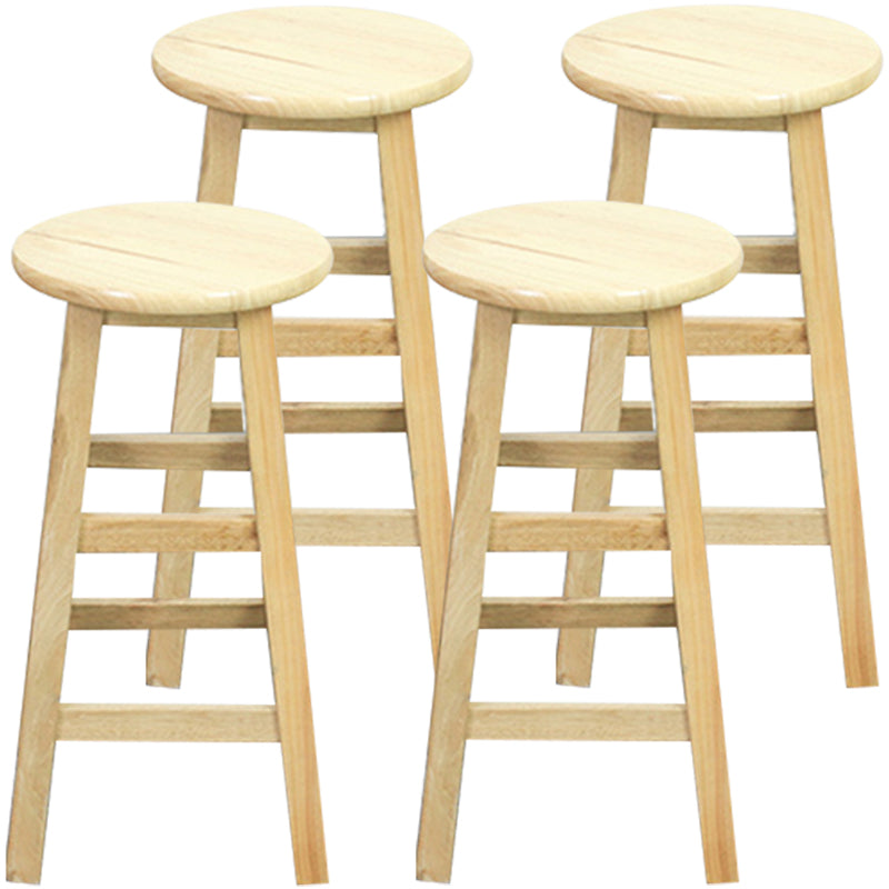 Modern Armless Backless Counter Stool Wood Dessert Shop Bar Stool with Wooden Seat 4 Piece Set Counter Stool (23.5"H) Clearhalo 'Bar Furniture' 'Bar Stools' 'bar_stools' 'furn' 'furn_bar_stools' 'furniture_bar_stools' 'Kitchen & Dining Furniture' 'kitchen&dining_furn' 'kitchen' 'kitchen_furn' Furniture' 4587675