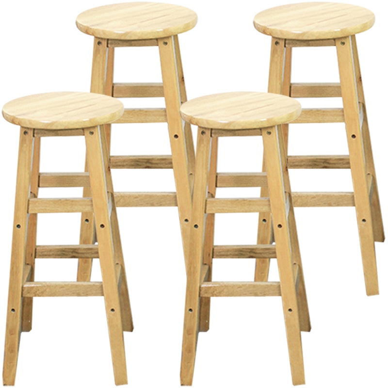 Modern Armless Backless Counter Stool Wood Dessert Shop Bar Stool with Wooden Seat 4 Piece Set Bar Stool (28" H) Clearhalo 'Bar Furniture' 'Bar Stools' 'bar_stools' 'furn' 'furn_bar_stools' 'furniture_bar_stools' 'Kitchen & Dining Furniture' 'kitchen&dining_furn' 'kitchen' 'kitchen_furn' Furniture' 4587680