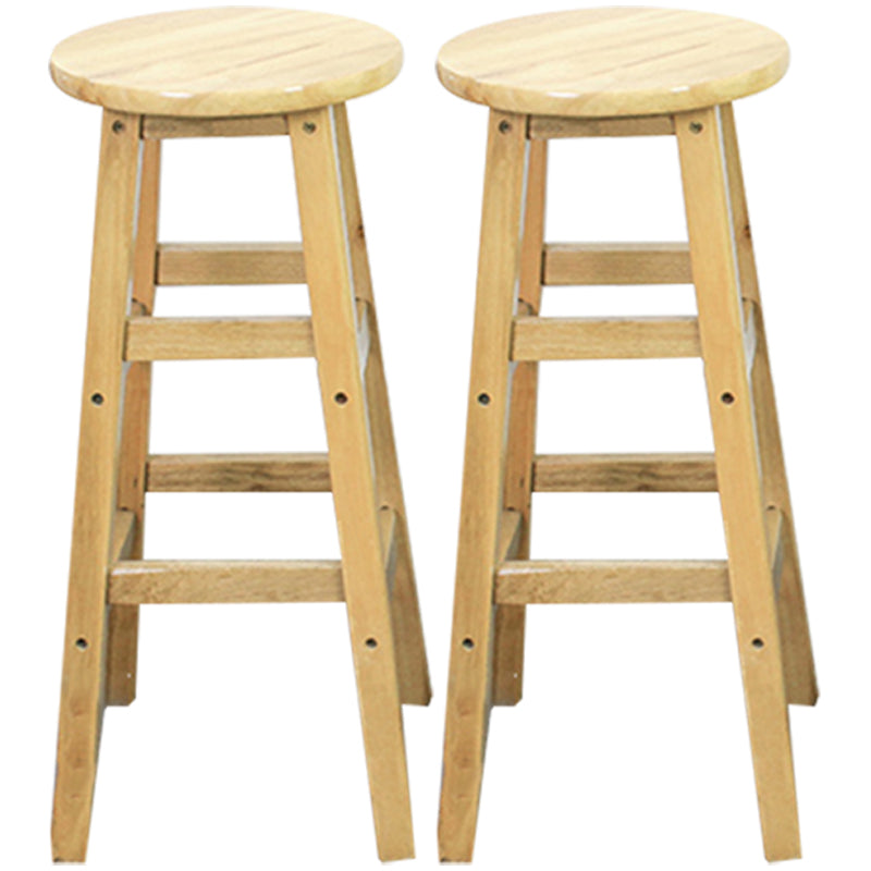 Modern Armless Backless Counter Stool Wood Dessert Shop Bar Stool with Wooden Seat 2 Piece Set Bar Stool (28" H) Clearhalo 'Bar Furniture' 'Bar Stools' 'bar_stools' 'furn' 'furn_bar_stools' 'furniture_bar_stools' 'Kitchen & Dining Furniture' 'kitchen&dining_furn' 'kitchen' 'kitchen_furn' Furniture' 4587682