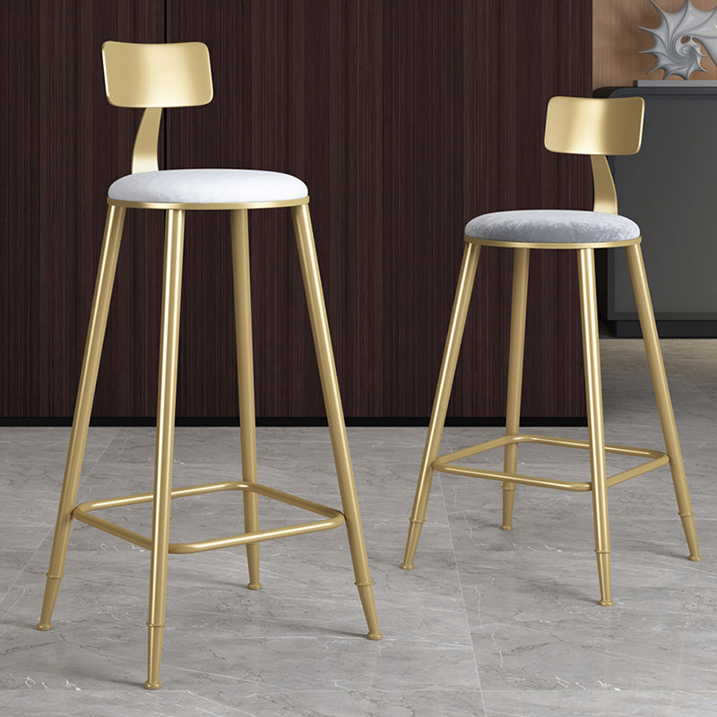 Glam Armless Backrest Counter Stool Iron Bar Stool with Velvet Cushion Clearhalo 'Bar Furniture' 'Bar Stools' 'bar_stools' 'furn' 'furn_bar_stools' 'furniture_bar_stools' 'Kitchen & Dining Furniture' 'kitchen&dining_furn' 'kitchen' 'kitchen_furn' Furniture' 4587691