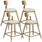Glam Armless Backrest Counter Stool Iron Bar Stool with Velvet Cushion White 4 Piece Set Short Stool(18"H) Clearhalo 'Bar Furniture' 'Bar Stools' 'bar_stools' 'furn' 'furn_bar_stools' 'furniture_bar_stools' 'Kitchen & Dining Furniture' 'kitchen&dining_furn' 'kitchen' 'kitchen_furn' Furniture' 4587692
