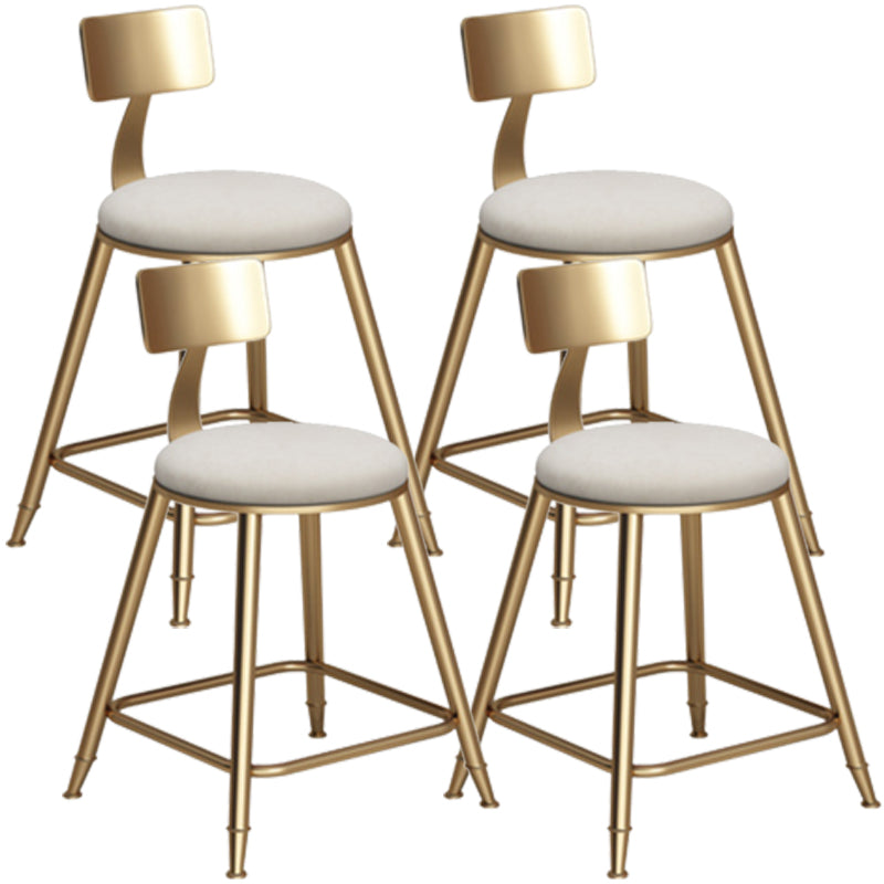 Glam Armless Backrest Counter Stool Iron Bar Stool with Velvet Cushion White 4 Piece Set Short Stool(18"H) Clearhalo 'Bar Furniture' 'Bar Stools' 'bar_stools' 'furn' 'furn_bar_stools' 'furniture_bar_stools' 'Kitchen & Dining Furniture' 'kitchen&dining_furn' 'kitchen' 'kitchen_furn' Furniture' 4587692
