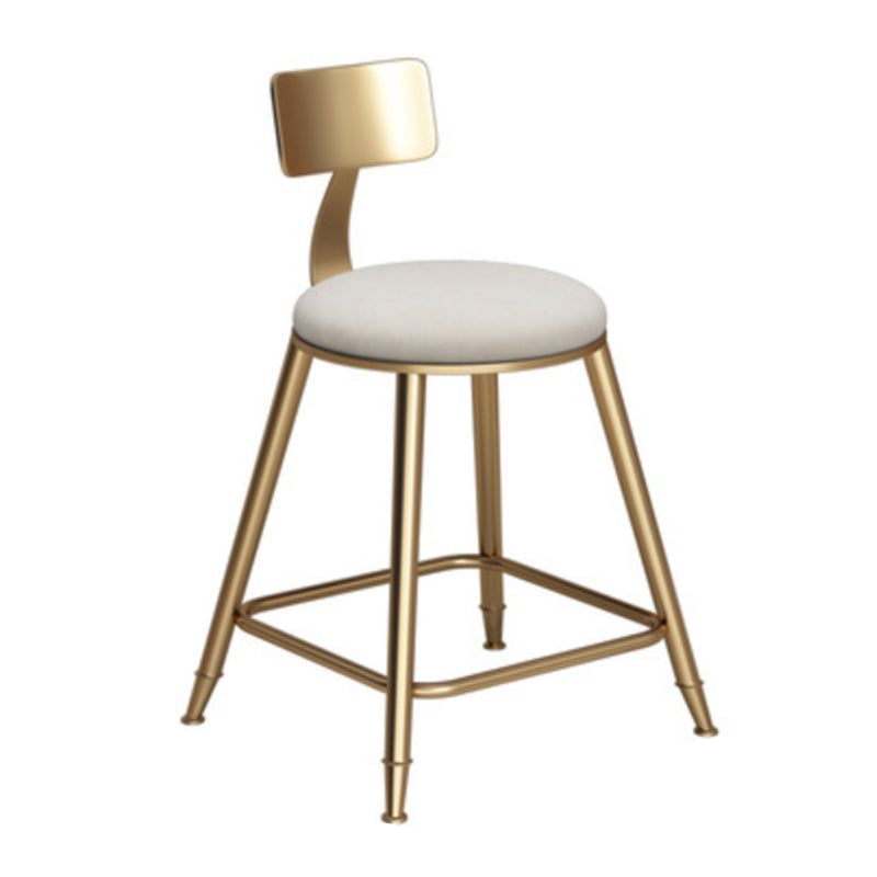 Glam Armless Backrest Counter Stool Iron Bar Stool with Velvet Cushion White 1 Piece Short Stool(18"H) Clearhalo 'Bar Furniture' 'Bar Stools' 'bar_stools' 'furn' 'furn_bar_stools' 'furniture_bar_stools' 'Kitchen & Dining Furniture' 'kitchen&dining_furn' 'kitchen' 'kitchen_furn' Furniture' 4587694